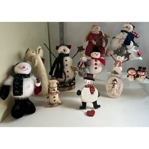 Vtg Snowman Lot Christmas Decorations Figurines‎ Sal & Pep Shakers Shelf Sitters